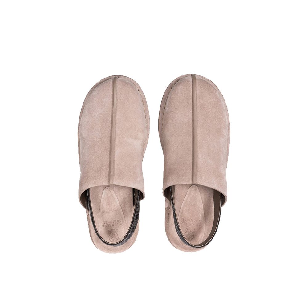 Mules en cuir marron Brunello Cucinelli