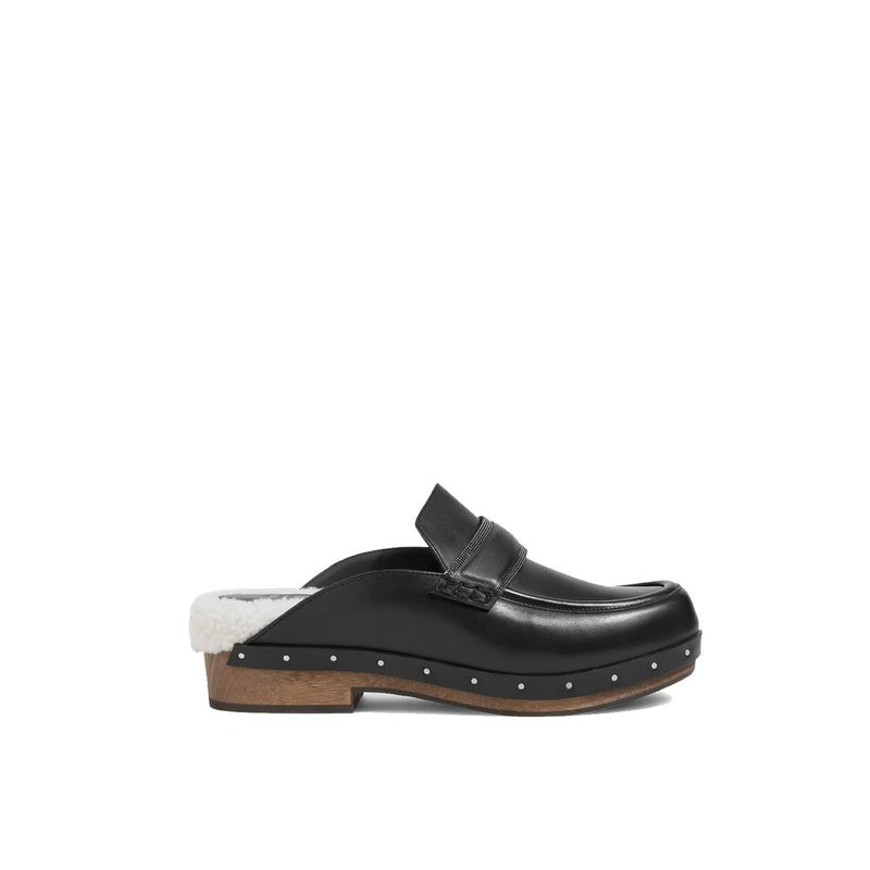 Mules en cuir noir Brunello Cucinelli