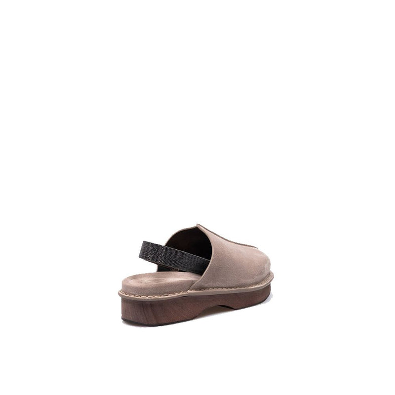 Mules en cuir marron Brunello Cucinelli