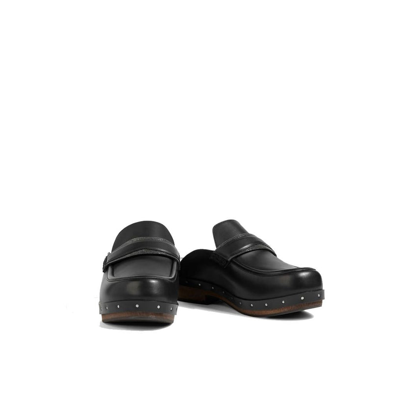 Mules en cuir noir Brunello Cucinelli