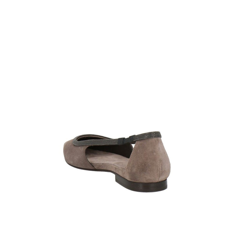 Brunello Cucinelli Gray Leather Flats for Women