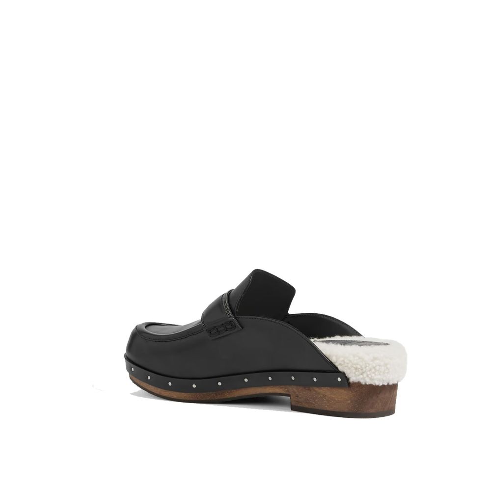 Mules en cuir noir Brunello Cucinelli