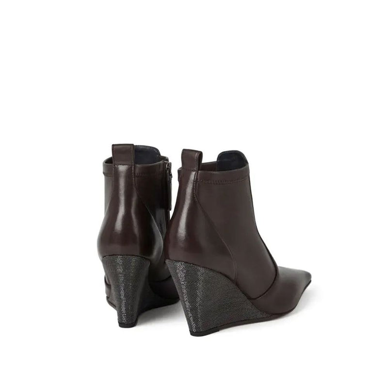 Bottines en cuir marron Brunello Cucinelli