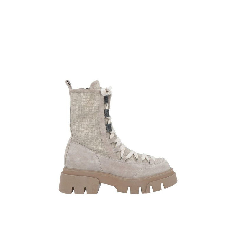 Bottines à lacets Brunello Cucinelli en cuir beige