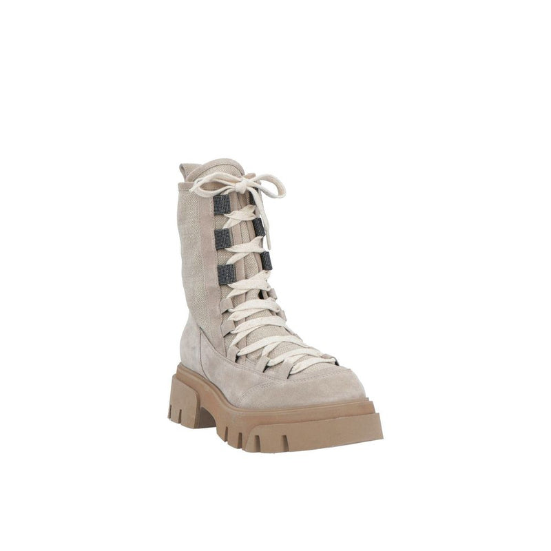 Bottines à lacets Brunello Cucinelli en cuir beige