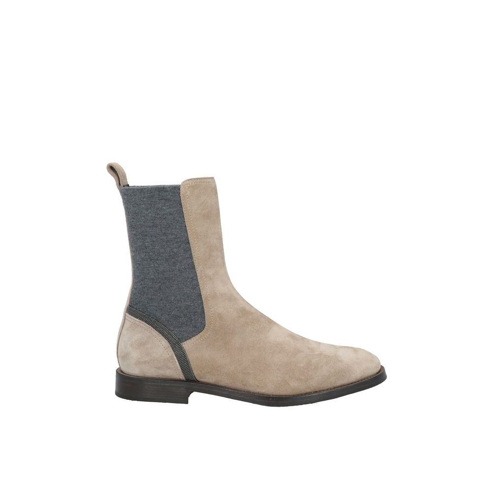 Bottes Chelsea en cuir beige Brunello Cucinelli