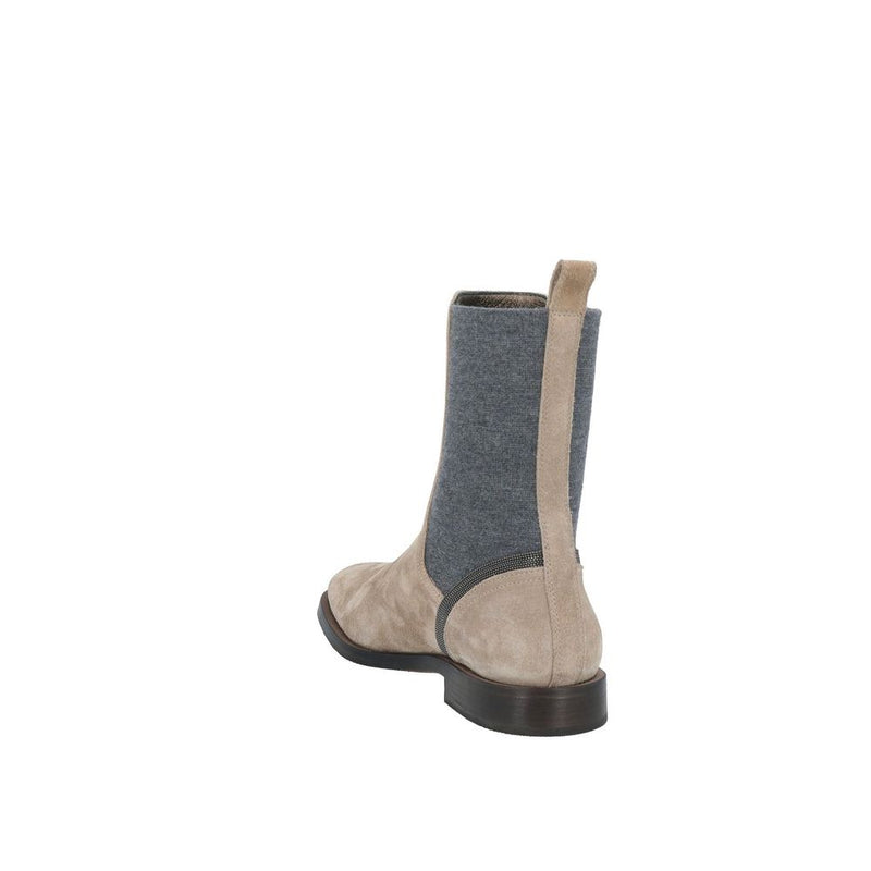 Bottes Chelsea en cuir beige Brunello Cucinelli
