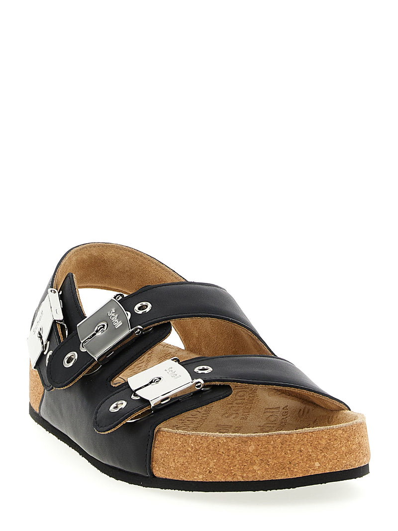 Sandales plates Balenciaga en veau noir