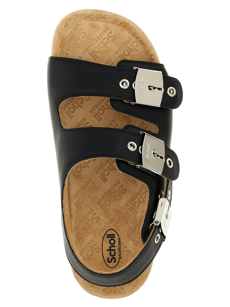 Sandales plates Balenciaga en veau noir