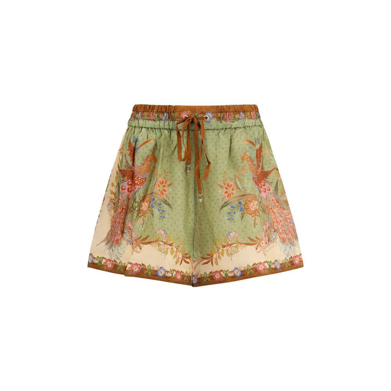 Zimmermann Indra Multicolor Silk Bermuda Shorts
