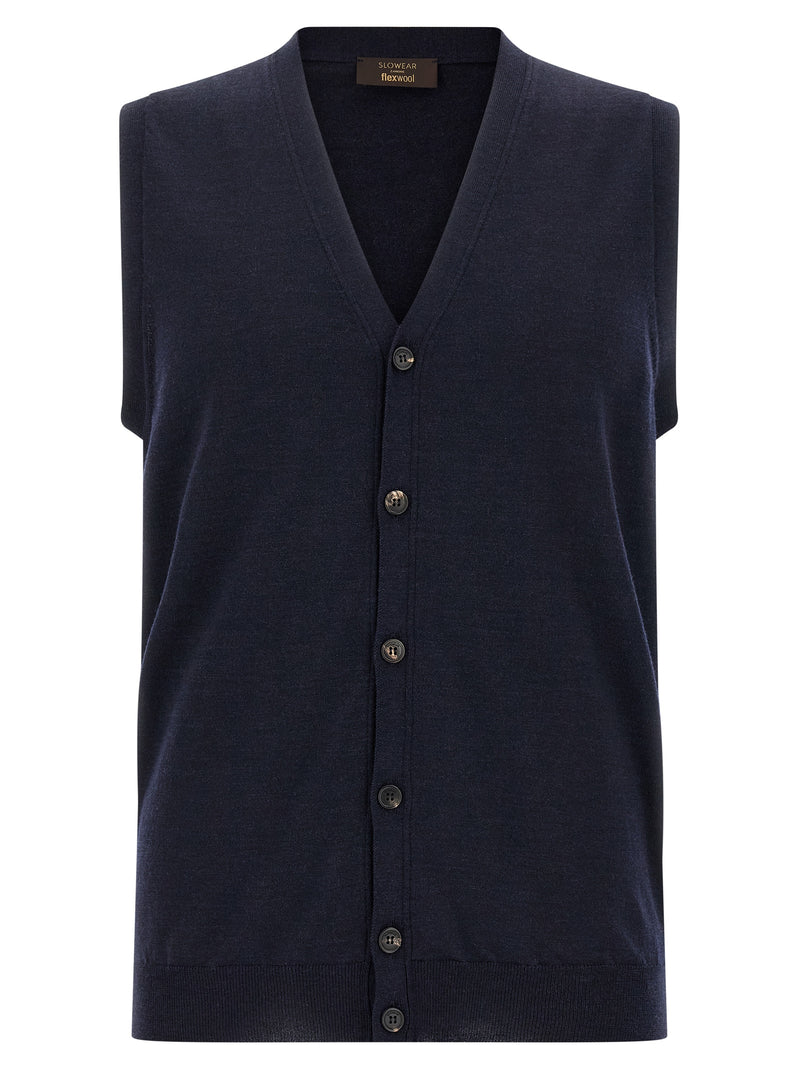 ZANONE Blue Virgin Wool Cardigan for Men
