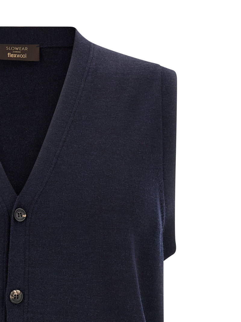 ZANONE Blue Virgin Wool Cardigan for Men