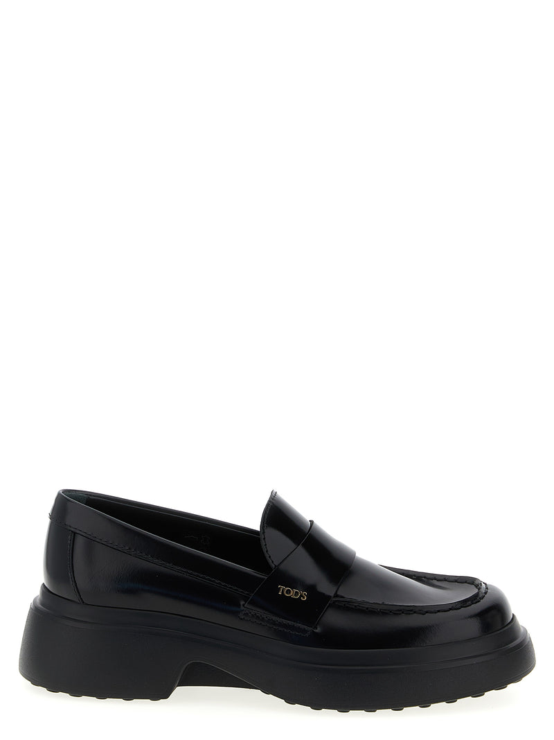 Tod's Black Calfskin Slip-On Loafers for Women