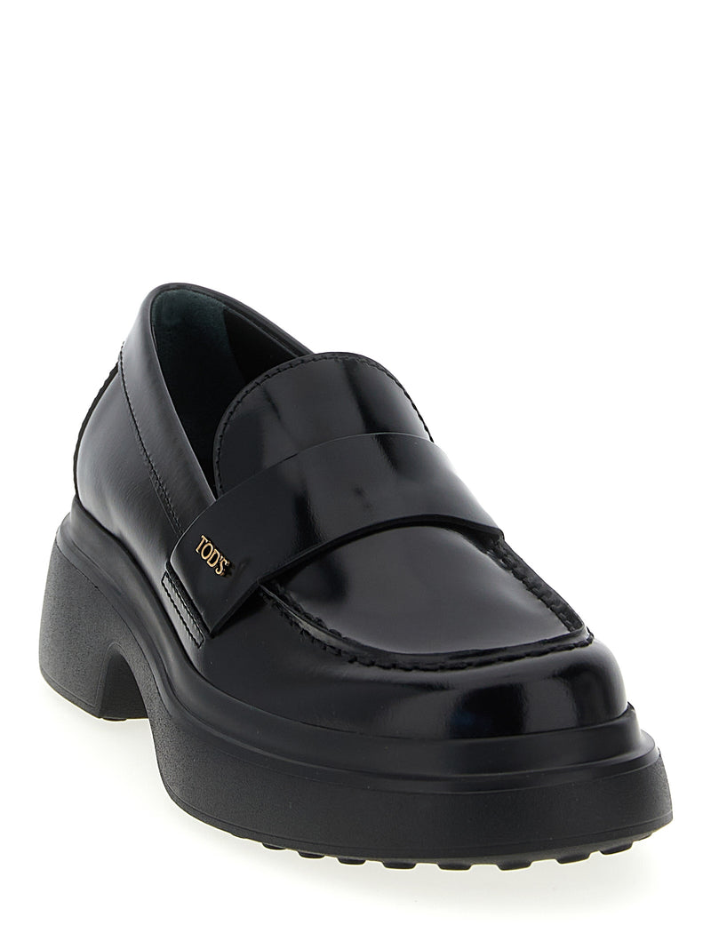 Tod's Black Calfskin Slip-On Loafers for Women