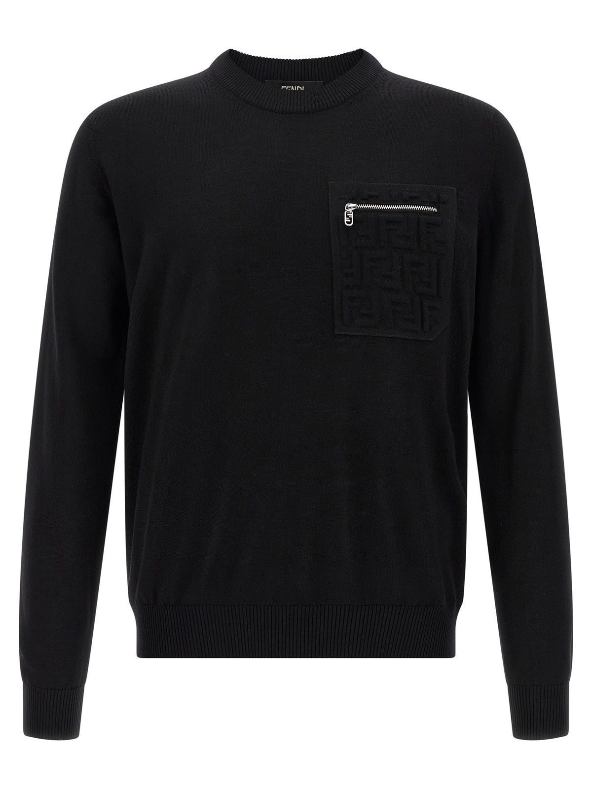 Fendi Black Virgin Wool Cardigan for Men