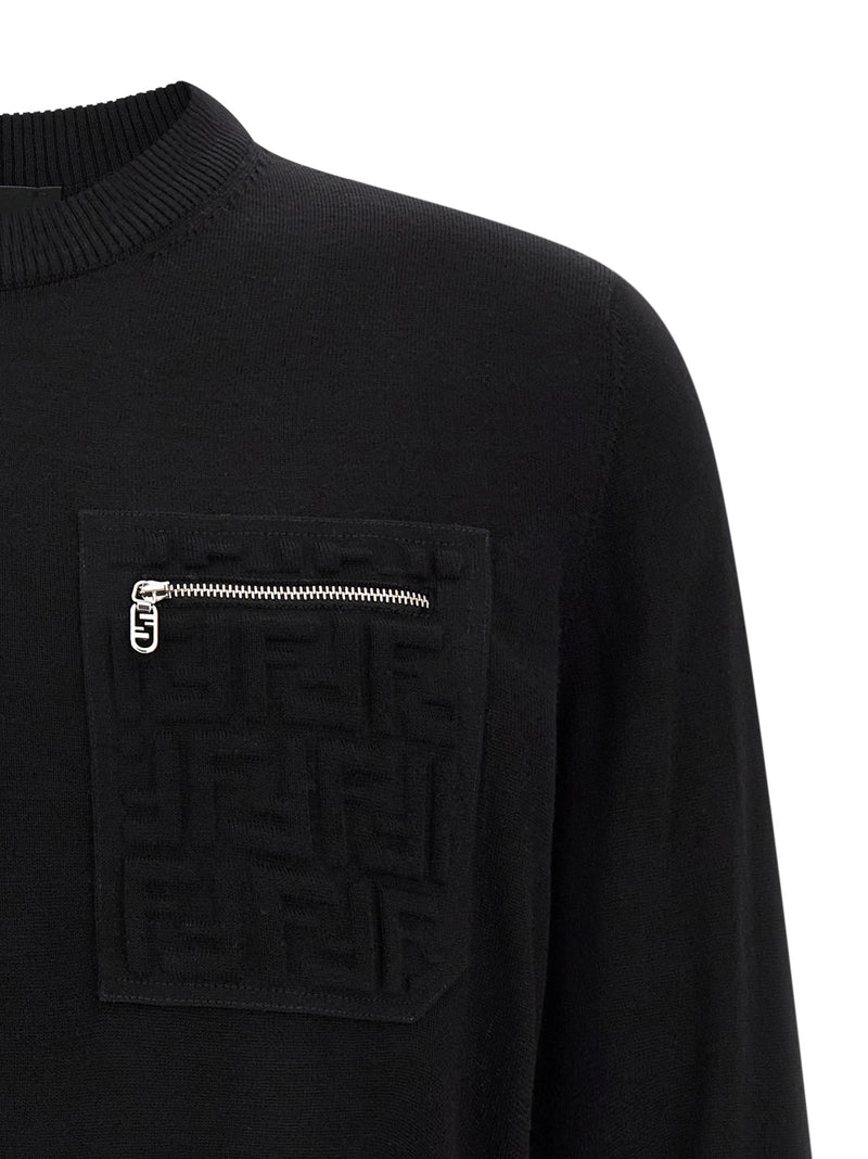 Fendi Black Virgin Wool Cardigan for Men