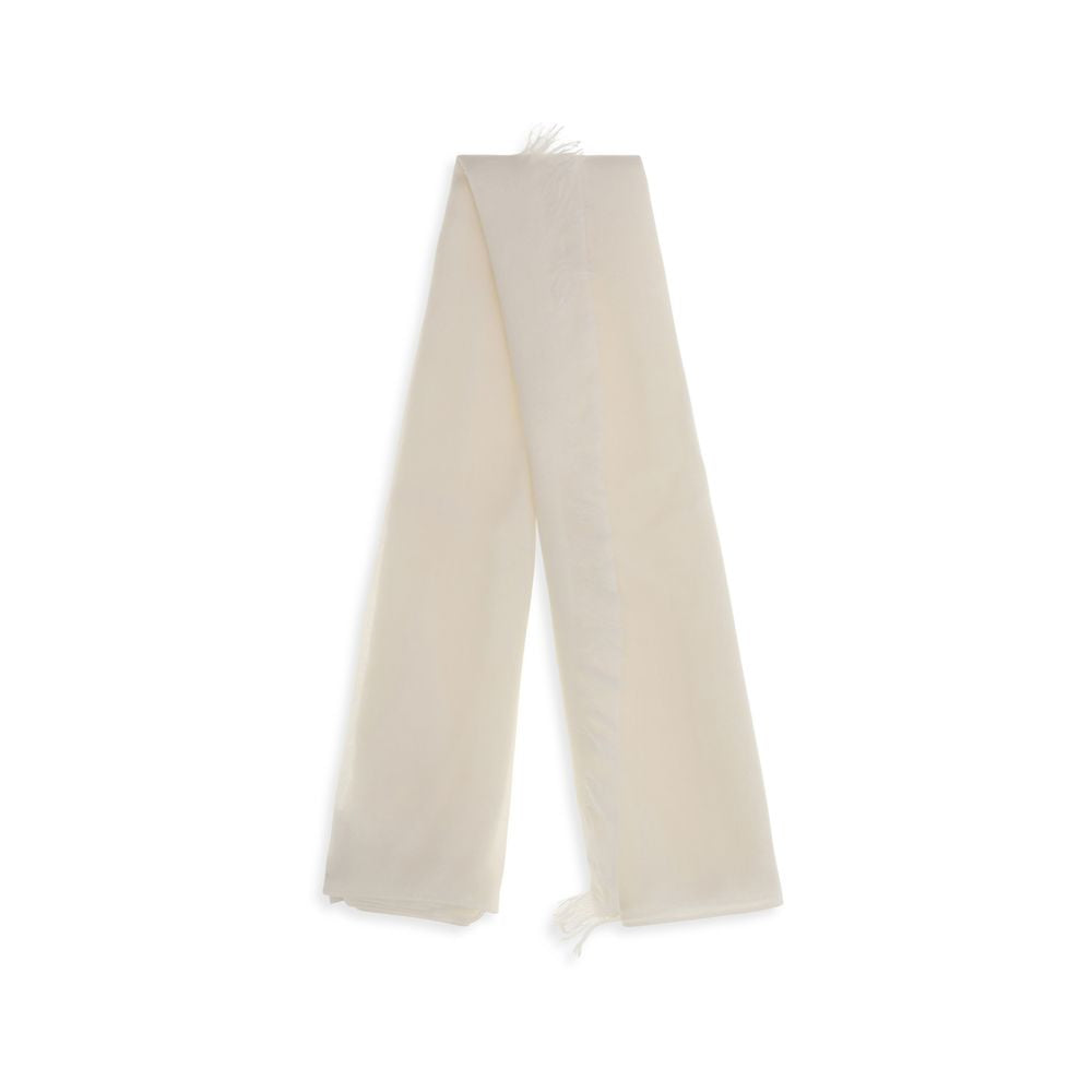 Brunello Cucinelli White Cashmere Scarf - Elegant Luxury Accessory