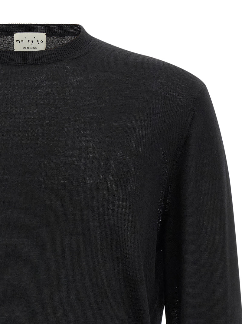 MA'RY'YA Black Virgin Wool Cardigan - Luxurious Comfort