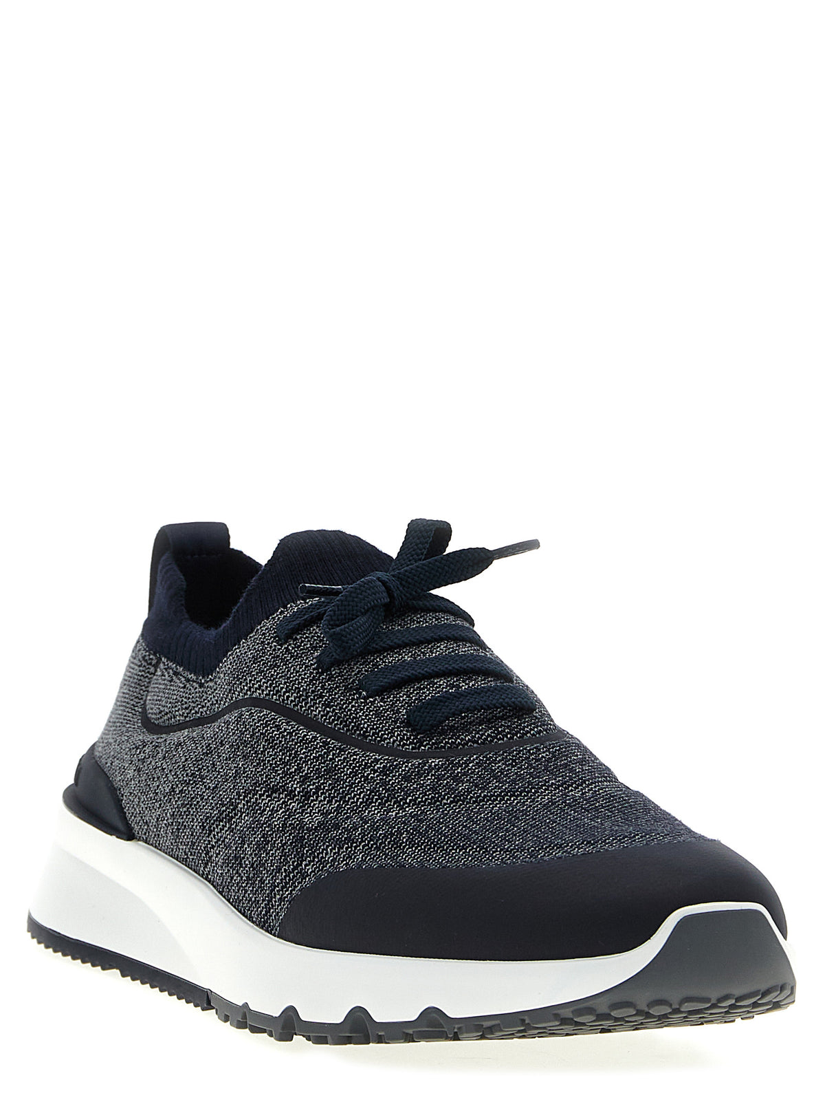 Baskets de sport en coton bleu Brunello Cucinelli