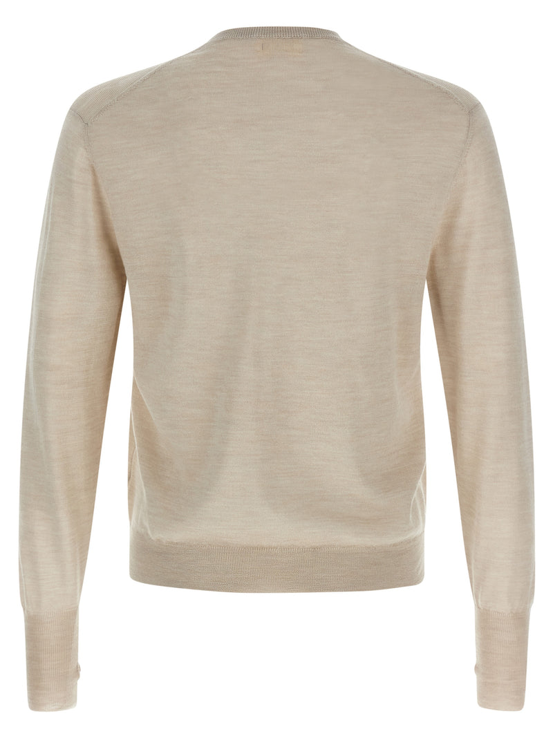 MA'RY'YA Beige Virgin Wool Cardigan for Men