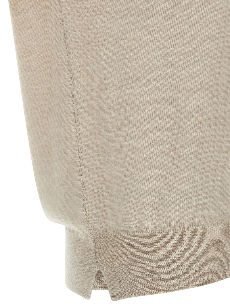 MA'RY'YA Beige Virgin Wool Cardigan for Men