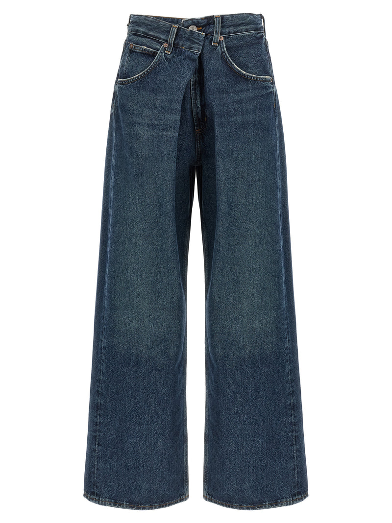 Agolde Vana Fold Blue Cotton Jeans for Women