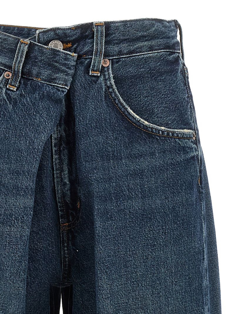 Agolde Vana Fold Blue Cotton Jeans for Women