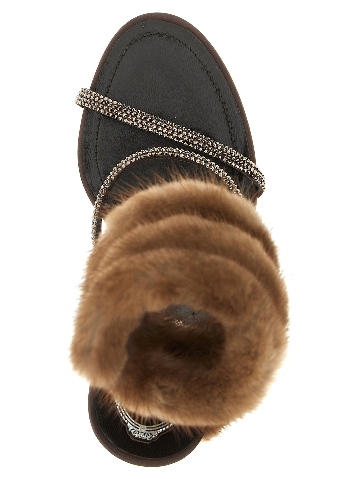 Sandales à talon aiguille RENE CAOVILLA en satin marron