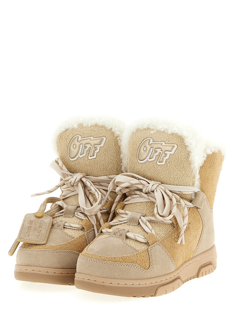 Off-White Beige Calfskin Ankle Boots - Winter Collection