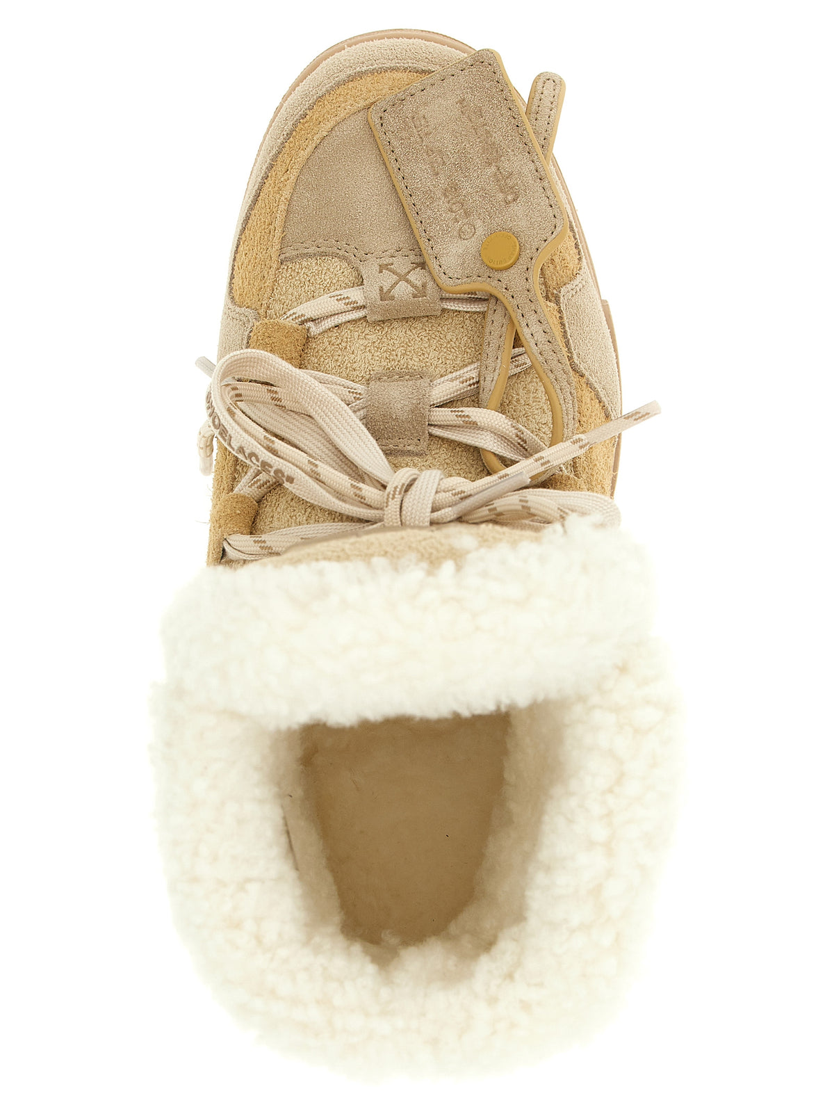 Off-White Beige Calfskin Ankle Boots