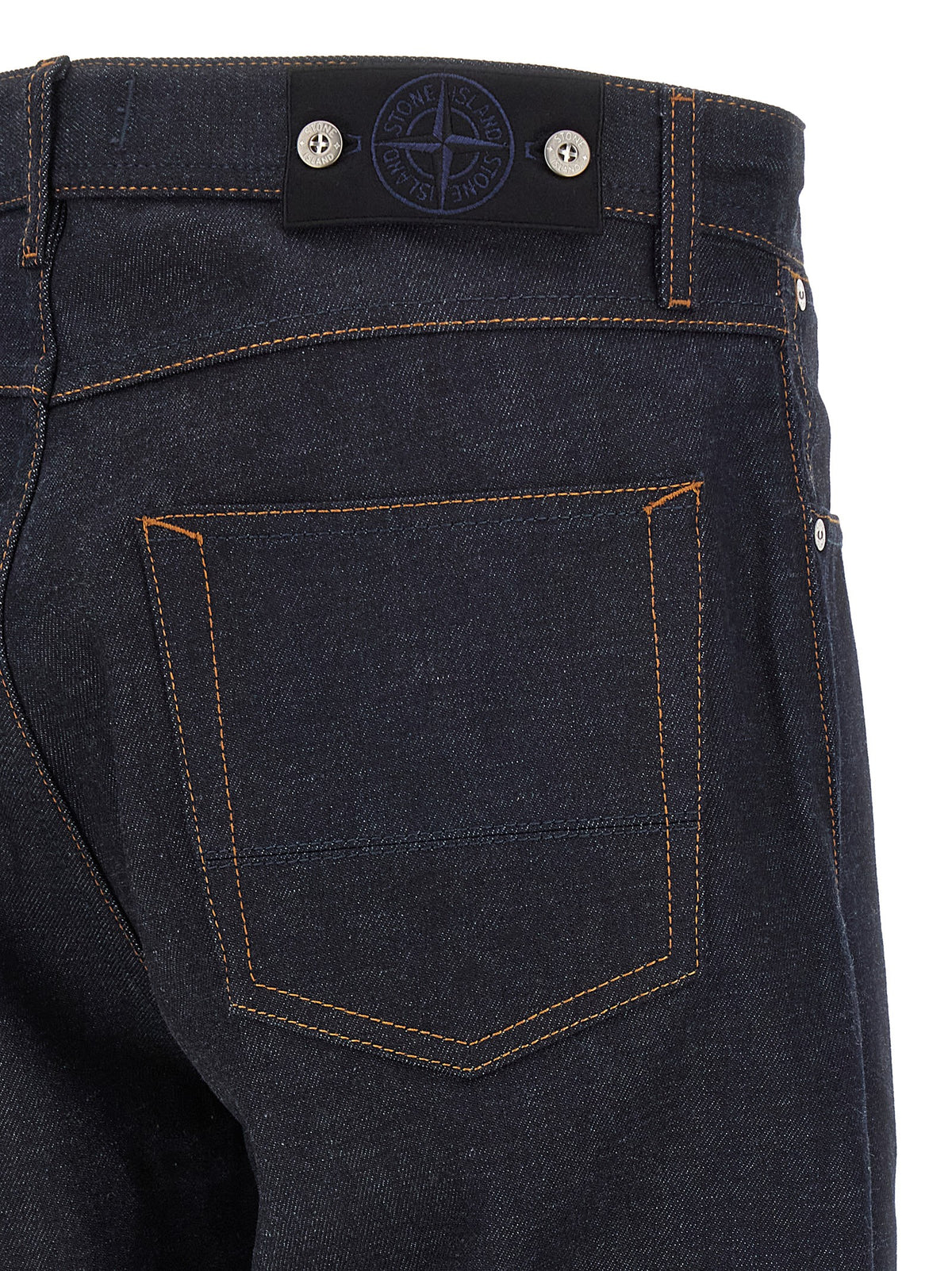 Stone Island Blue Cotton Straight-Leg Jeans