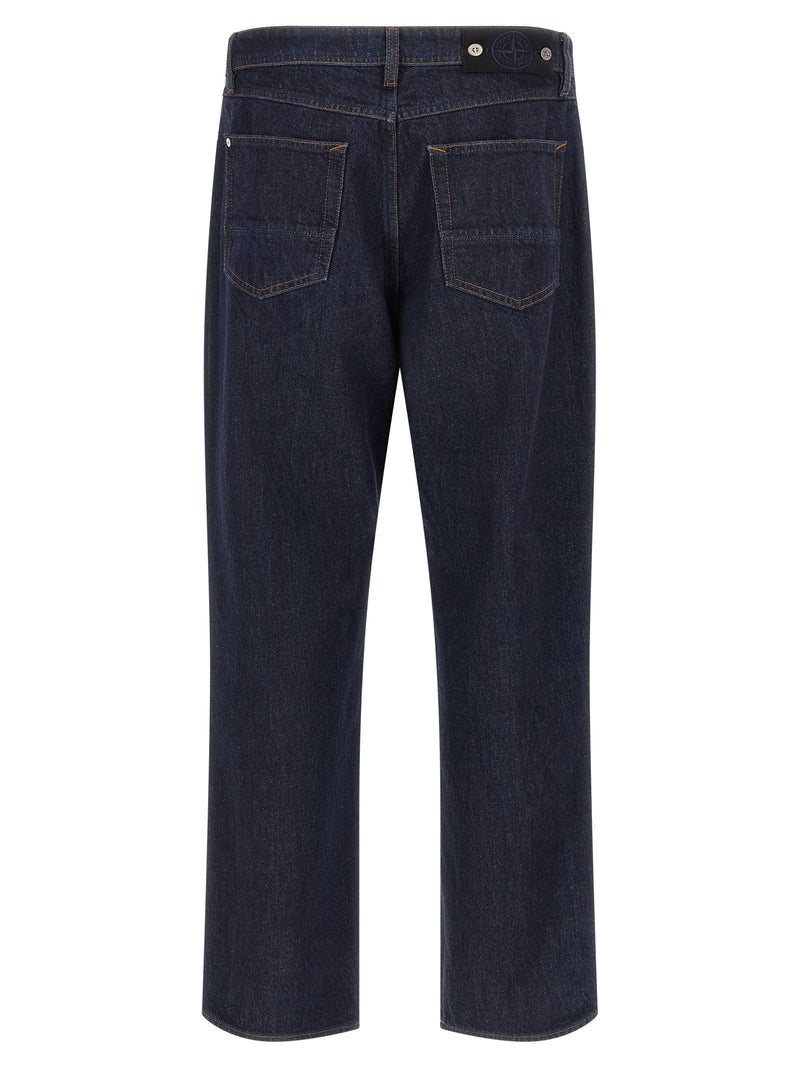 Stone Island Blue Cotton Straight-Leg Jeans for Men