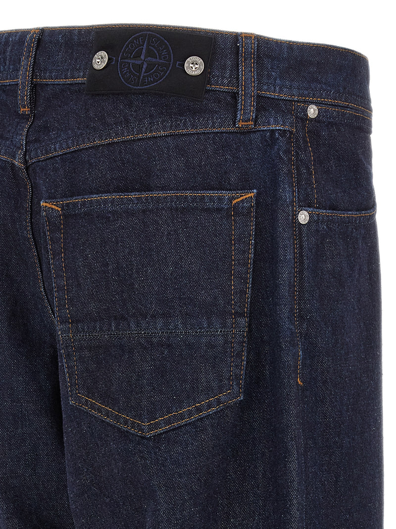 Stone Island Blue Cotton Straight-Leg Jeans for Men