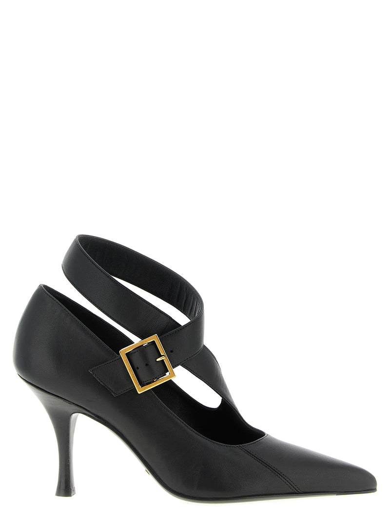 Khaite Black Lamb Leather High Heel Pumps for Women