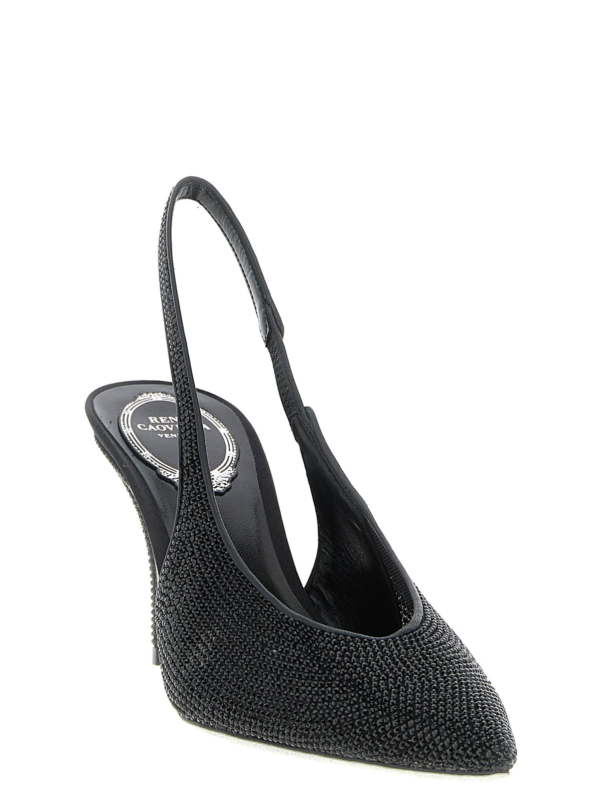 RENE CAOVILLA Jinny Black Glass High Heel Pumps
