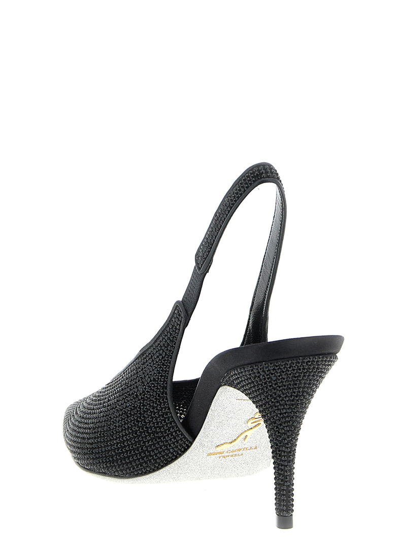 RENE CAOVILLA Jinny Black Glass High Heel Pumps