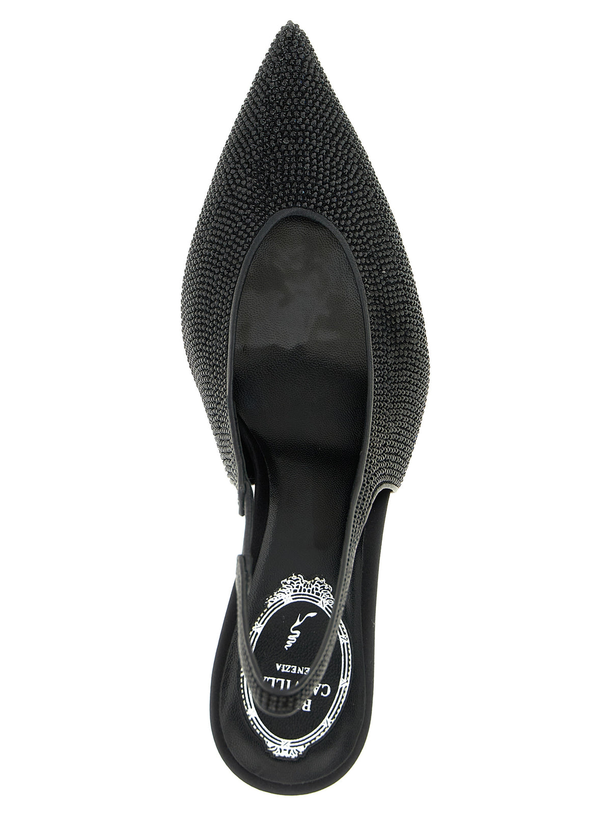 RENE CAOVILLA Jinny Black Glass High Heel Pumps