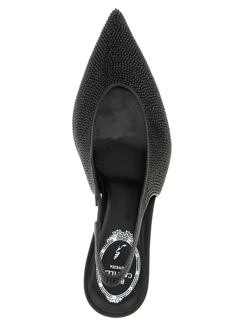 RENE CAOVILLA Jinny Black Glass High Heel Pumps