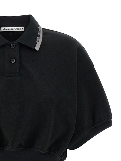 T BY ALEXANDER WANG Black Cotton Polo Shirt