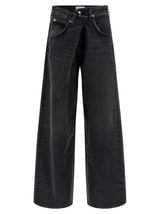Agolde Vana Black Cotton Wide Leg Jeans