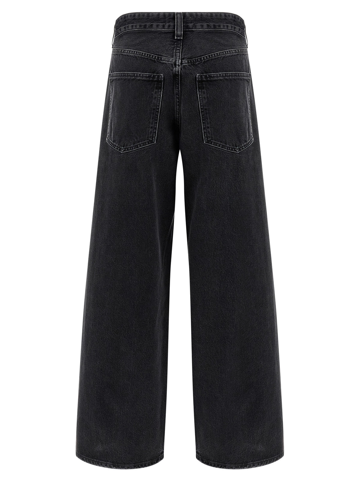Agolde Vana Black Cotton Wide Leg Jeans