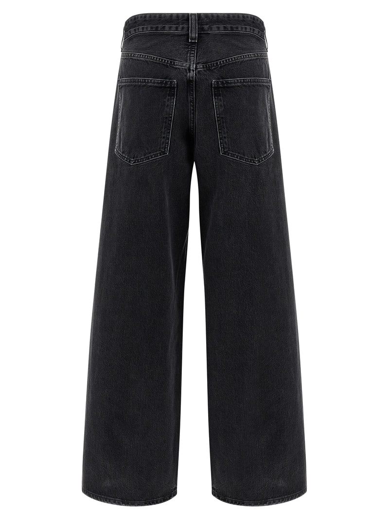 Agolde Vana Black Cotton Wide Leg Jeans
