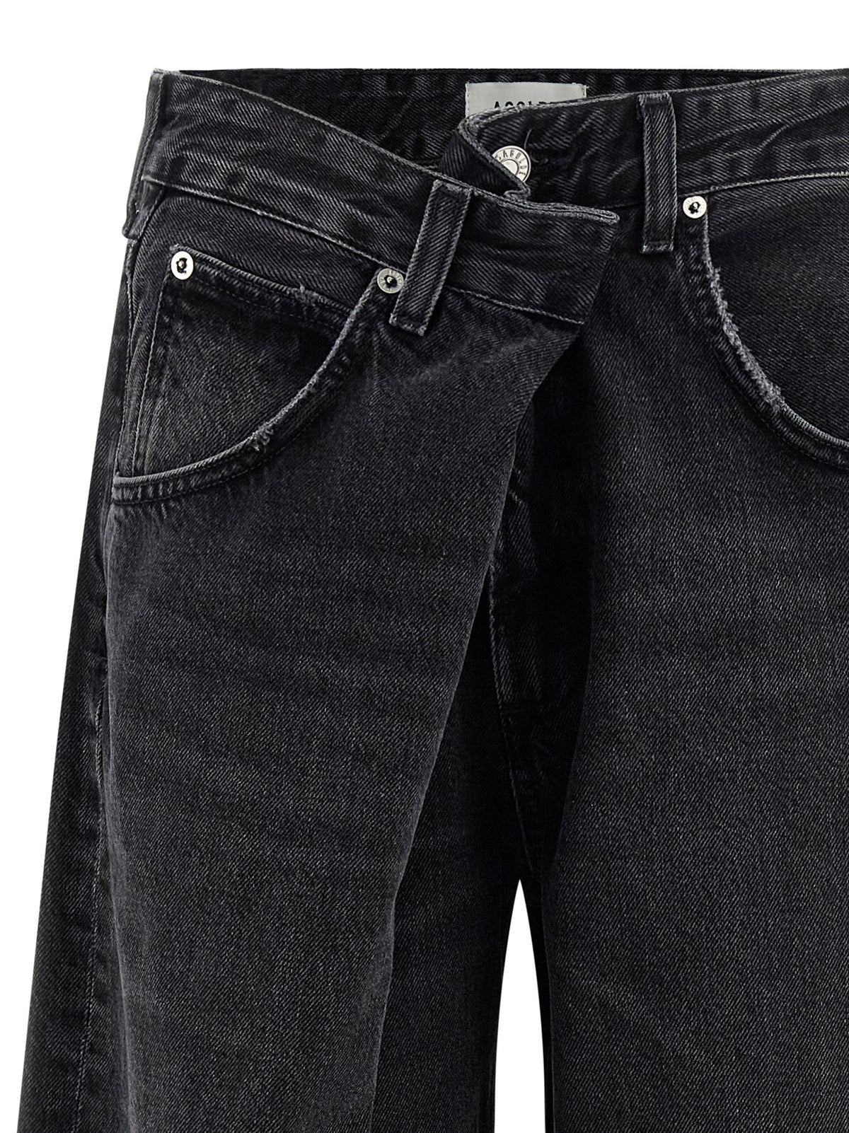 Agolde Vana Black Cotton Wide Leg Jeans