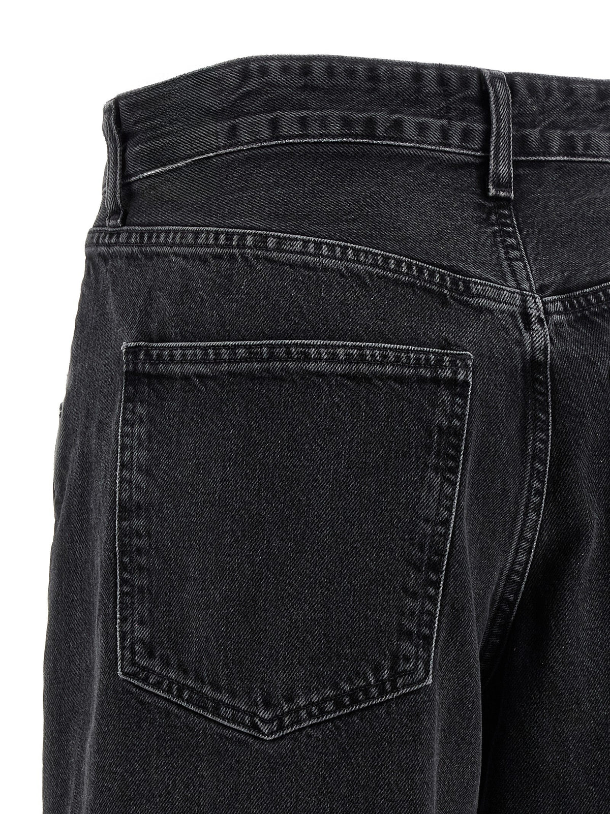 Agolde Vana Black Cotton Wide Leg Jeans