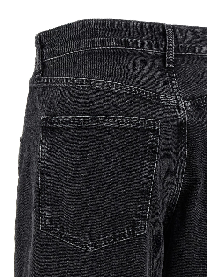 Agolde Vana Black Cotton Wide Leg Jeans