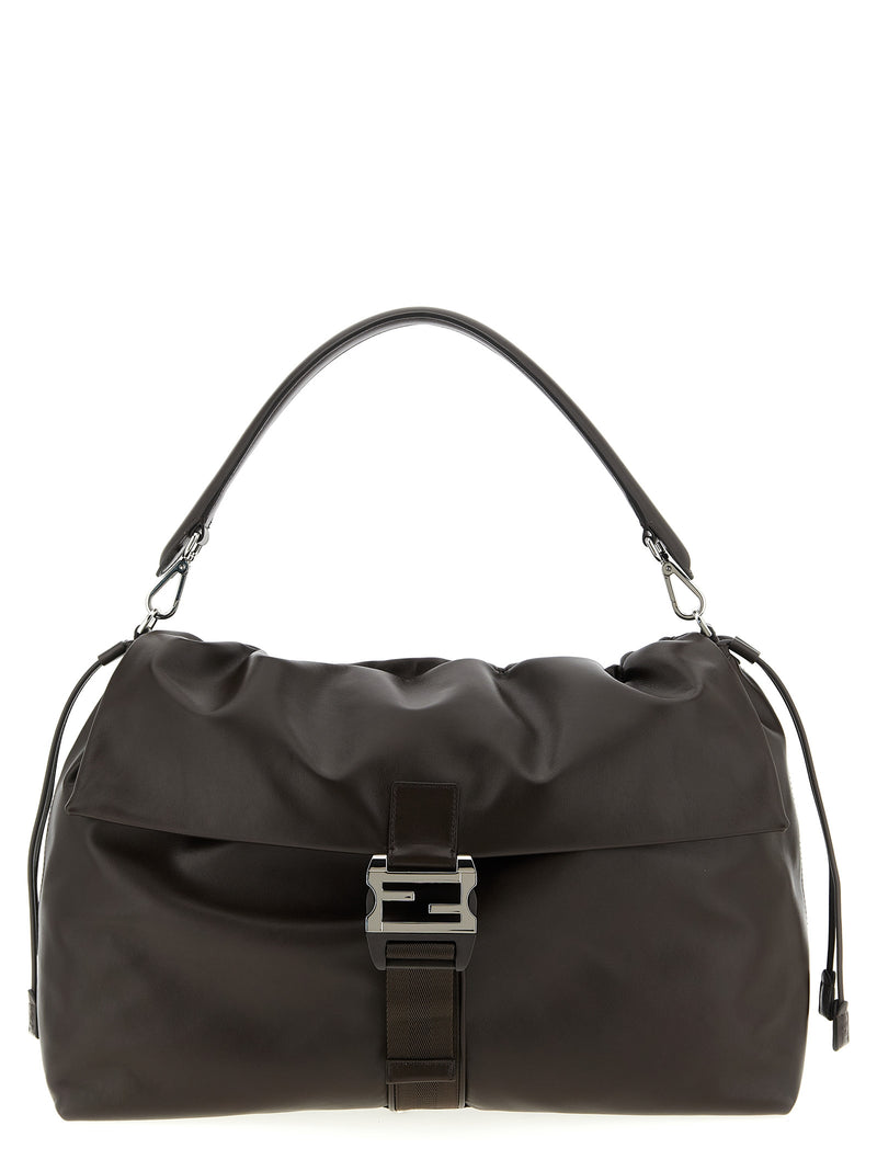 Fendi Brown Calfskin Handbag - Flux Maxi Messenger