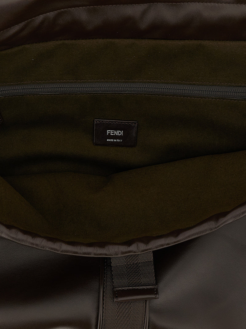Fendi Brown Calfskin Handbag - Flux Maxi Messenger