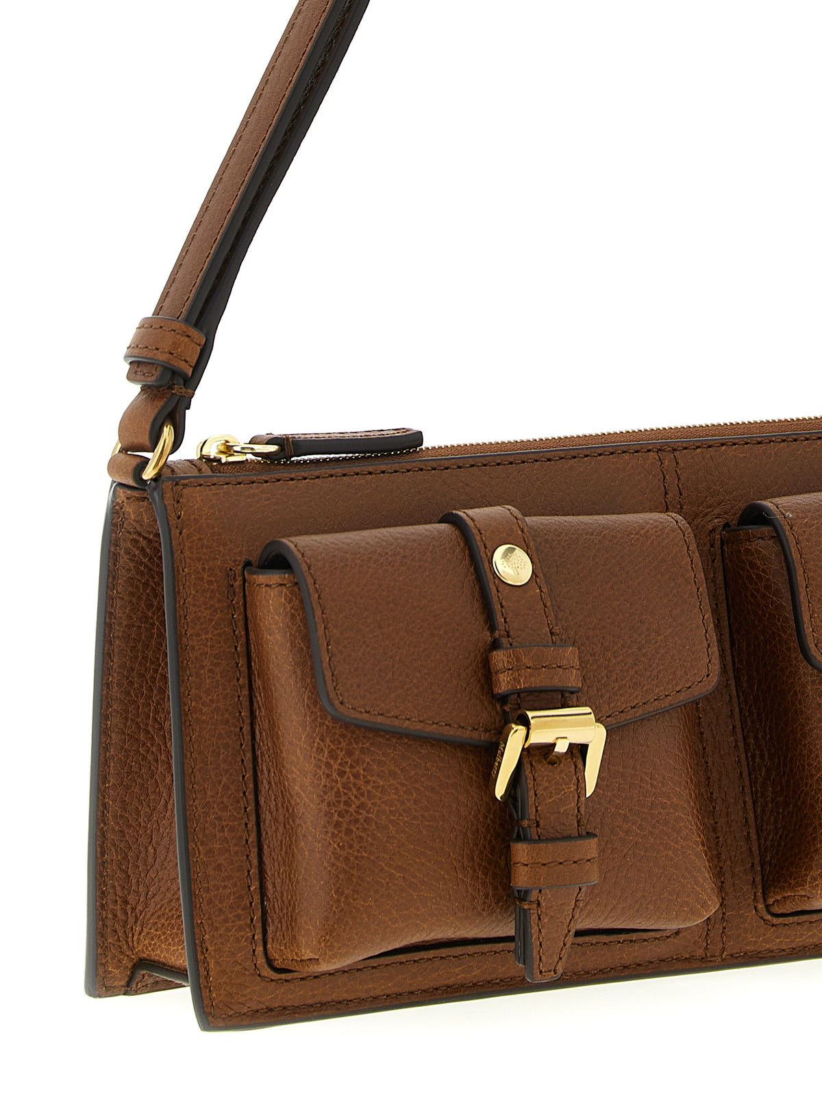 Sac porté épaule en cuir de veau marron Mulberry