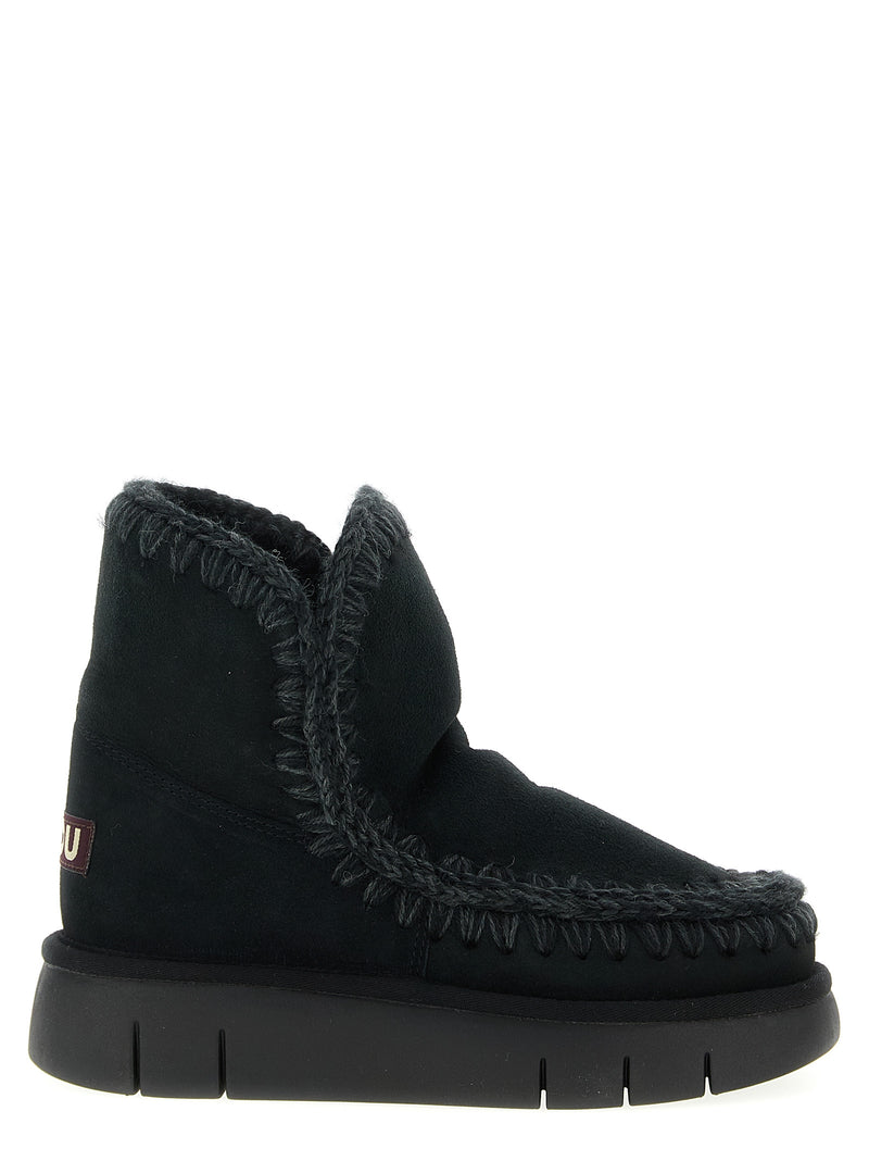 Mou Eskimo 18 Bounce Black Lamb Leather Ankle Boots