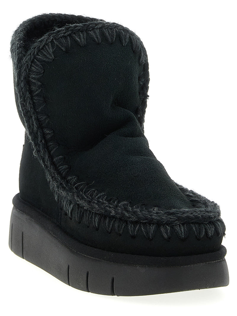 Mou Eskimo 18 Bounce Black Lamb Leather Ankle Boots